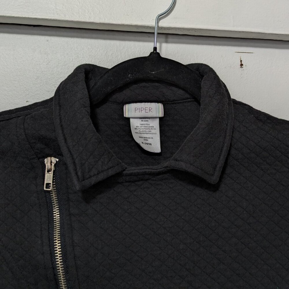 PIPER Girls Quilted Cross Zip Front Fleece XL (14/16) Biker Jacket - Picture 5 of 7